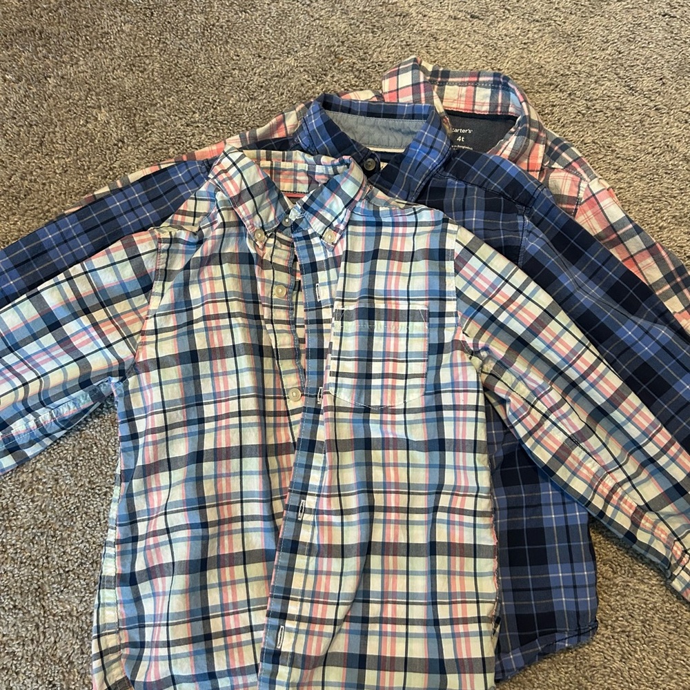Toddler boy button down shirts, set of 3, size 4/4T